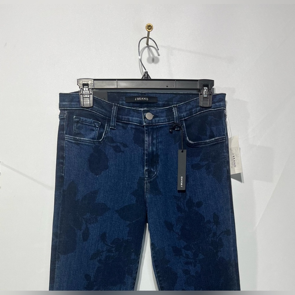 J Brand Selena Dark Blue Floral Women's Cropped Jeans Size 28 Inseam 26” NWT - Picture 2 of 9